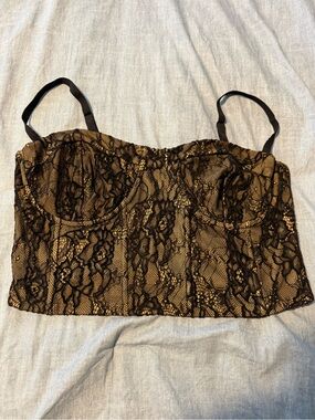 Good American Black Lace Bustier Crop Top - 2x
